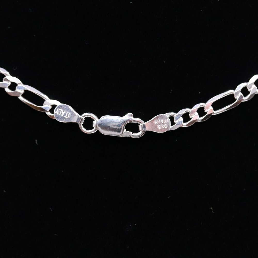 925 Sterling Silver Genuine Solid Figaro Link Cha… - image 4